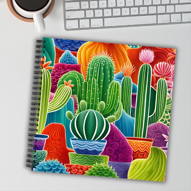 Abstract Potted Cacti Square Notebook (Creator Uploaded)