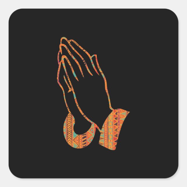 Abstract Praying Hands Illustration Square Sticker (Front)