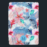 Abstract Pretty Floral and Deer Art Monogrammed iPad Pro Cover<br><div class="desc">Pretty floral and camouflaged blue deer art with optional monogram.</div>