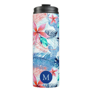 Abstract Pretty Floral and Deer Art Monogrammed Thermal Tumbler