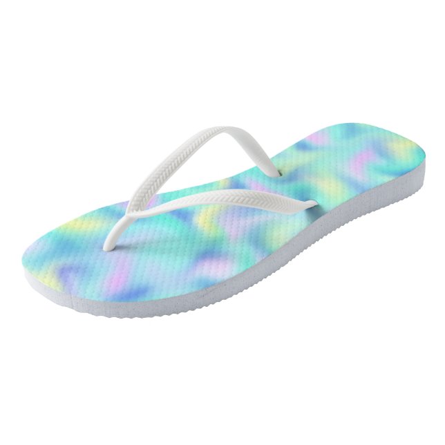 Abstract Pretty Pastel Swirls Pattern Flip Flops (Angled)