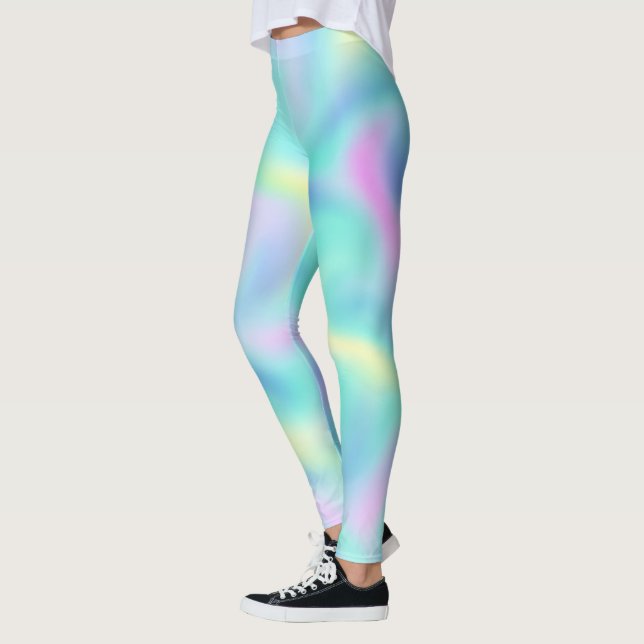 Abstract Pretty Pastel Swirls Pattern Leggings (Left)