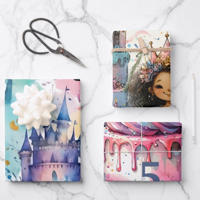 Abstract Princess Castle Magic FairyTale birthday Wrapping Paper Sheet (Front)