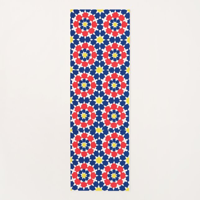 abstract print with stars and x-es yoga mat (Front)