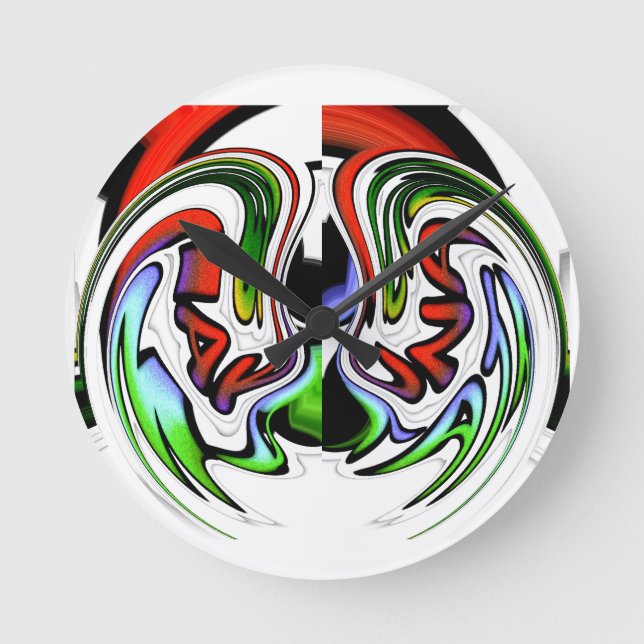 Abstract Profile Art Print Round Clock (Front)