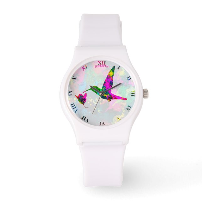 Abstract Psychedelic Colourful Hummingbird Watch (Front)