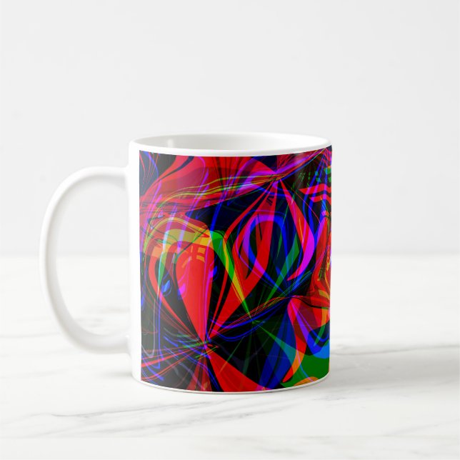 Abstract Psychedelic Colourful Red Coffee Mug (Left)