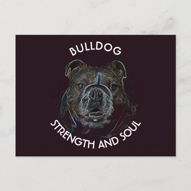 Abstract Psychedelic Dark Bulldog Drawing Postcard (Front)