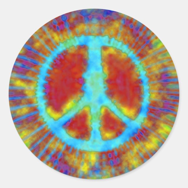 Abstract Psychedelic Fine Tie-Dye Peace Sign Classic Round Sticker (Front)