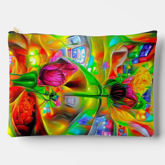 Abstract Psychedelic Flowers  Accessory Pouch (Front)