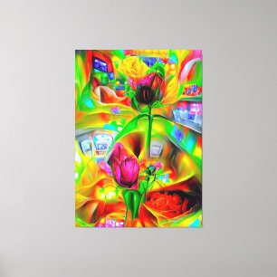 Abstract Psychedelic Flowers  Canvas Print