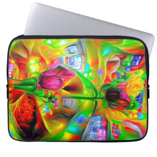 Abstract Psychedelic Flowers Laptop Sleeve