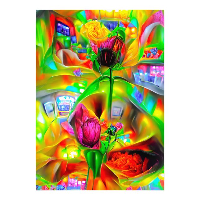 Abstract Psychedelic Flowers  Photo Print (Front)