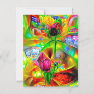 Abstract Psychedelic Flowers  Postcard
