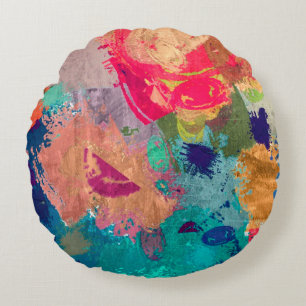 abstract psychedelic fractal background from blurr round pillow