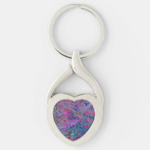 Abstract Psychedelic Rainbow Colours Foliage Garde Keychain