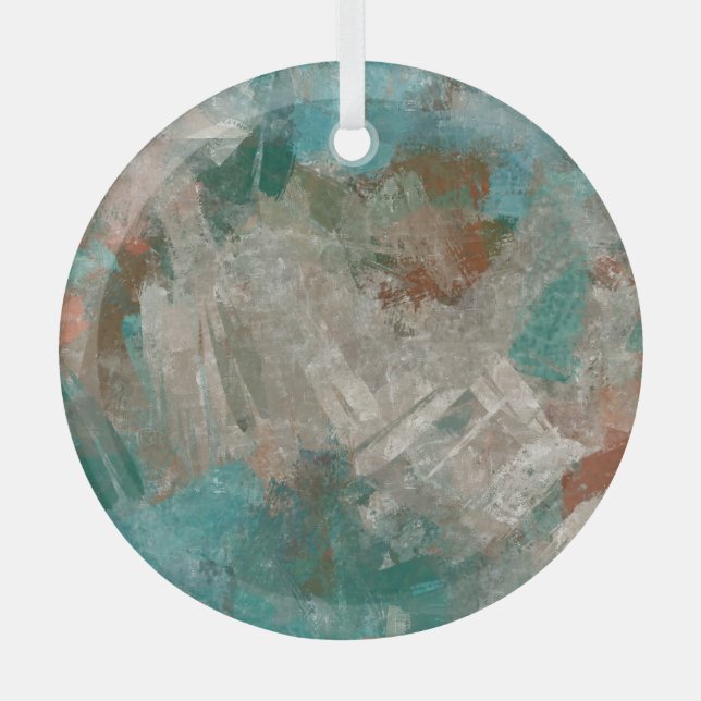 Abstract Psychedelic Strokes Texture. Glass Ornament (Front)