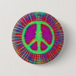 Abstract Psychedelic Tie-Dye Peace Sign 2 Inch Round Button