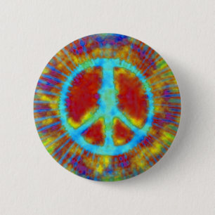 Abstract Psychedelic Tie-Dye Peace Sign 2 Inch Round Button