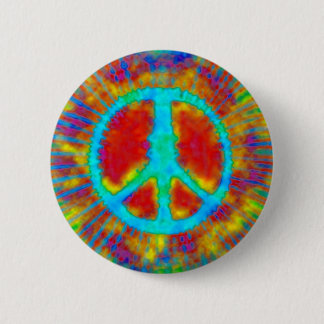 Abstract Psychedelic Tie-Dye Peace Sign 2 Inch Round Button