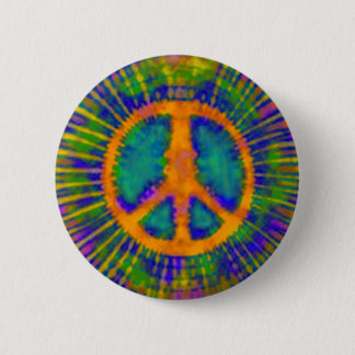 Abstract Psychedelic Tie-Dye Peace Sign 2 Inch Round Button
