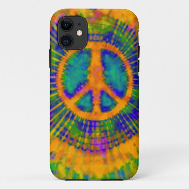 Abstract Psychedelic Tie-Dye Peace Sign Case-Mate iPhone Case (Back)