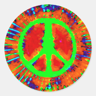 Abstract Psychedelic Tie-Dye Peace Sign Classic Round Sticker