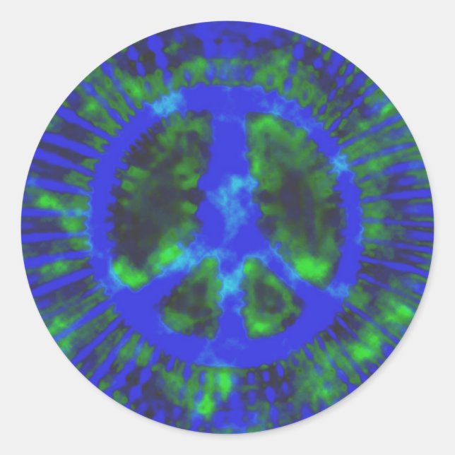 Abstract Psychedelic Tie-Dye Peace Sign Classic Round Sticker (Front)