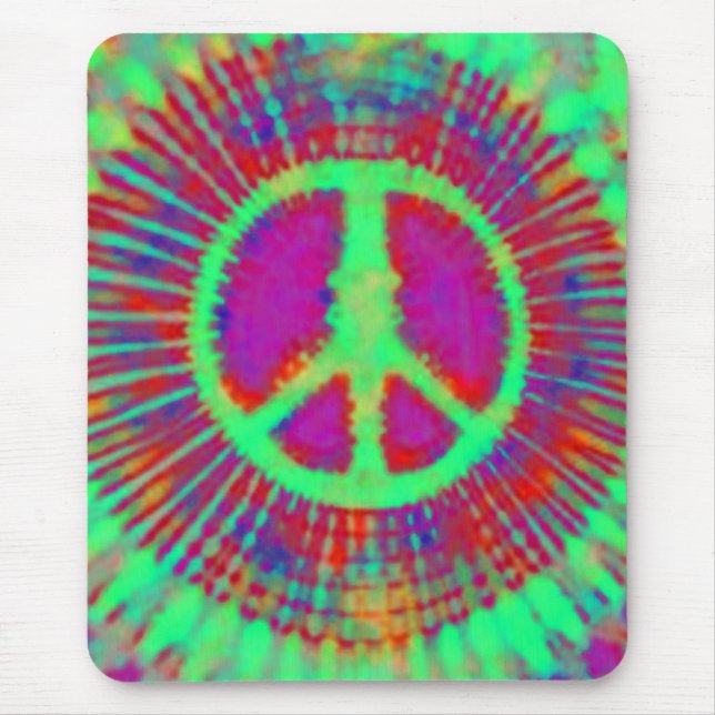 Abstract Psychedelic Tie-Dye Peace Sign Mouse Pad (Front)