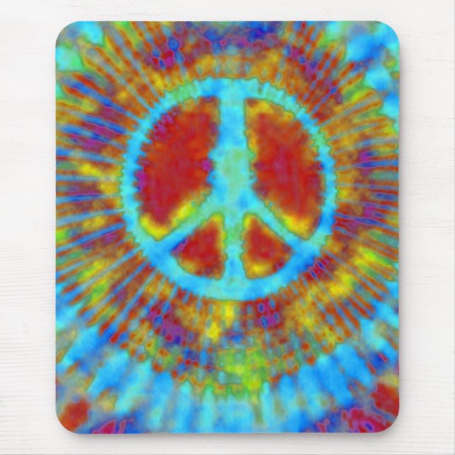 Abstract Psychedelic Tie-Dye Peace Sign Mouse Pad (Front)
