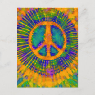 Abstract Psychedelic Tie-Dye Peace Sign Postcard