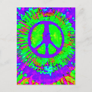Abstract Psychedelic Tie-Dye Peace Sign Postcard