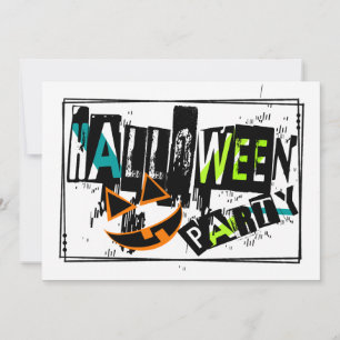 Abstract Pumpkin Face Halloween Party Invitation