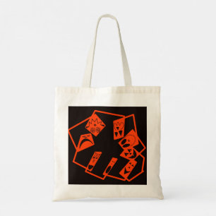 Abstract, pumpkin faces on black, Halloween Tote Bag
