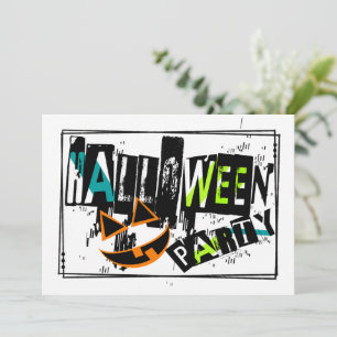Abstract Pumpkin Smile Halloween Party Invite