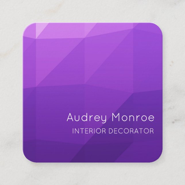 Abstract Purple 3D Modern Design Customizable Square Business Card (Front)