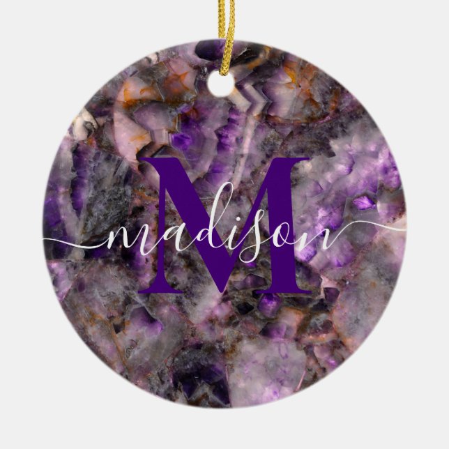 Abstract purple amethyst quartz marble granite ceramic ornament (Front)