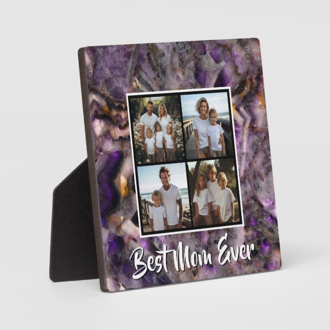 Abstract purple amethyst quartz marble granite mom plaque (Front)