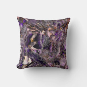 Abstract purple amethyst quartz marble granite throw pillow