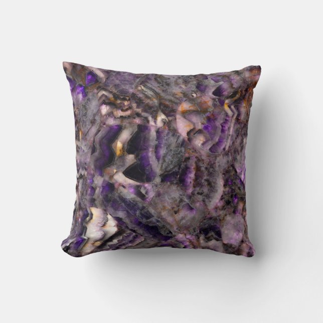 Abstract purple amethyst quartz marble granite  throw pillow (Front)