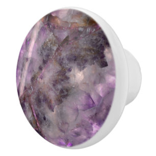 Abstract purple Amethyst Quartz, purple granite Ceramic Knob