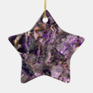 Abstract purple Amethyst Quartz, purple granite Ceramic Ornament