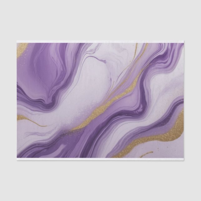 Abstract Purple and Faux Gold Glitter Marble  Tissue Paper (Front)