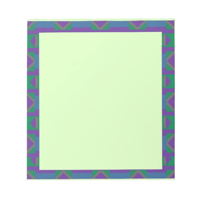 Abstract Purple and Green Pattern with Diamonds Notepad (Front)