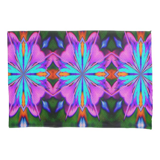Abstract Purple And Turquoise Kaleidoscope Art Pillowcase (Front)