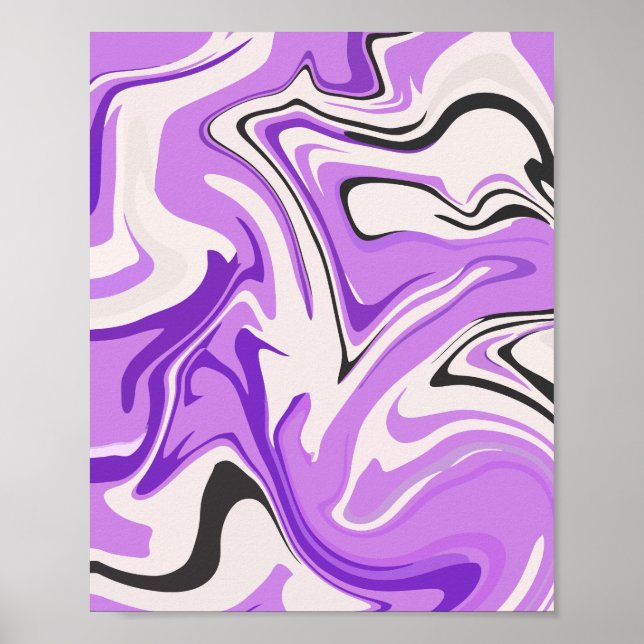 Abstract Purple and White Fluid Art Poster (Front)