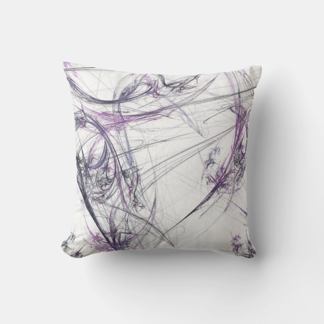 Abstract Purple and White Fractal Pillow (Front)