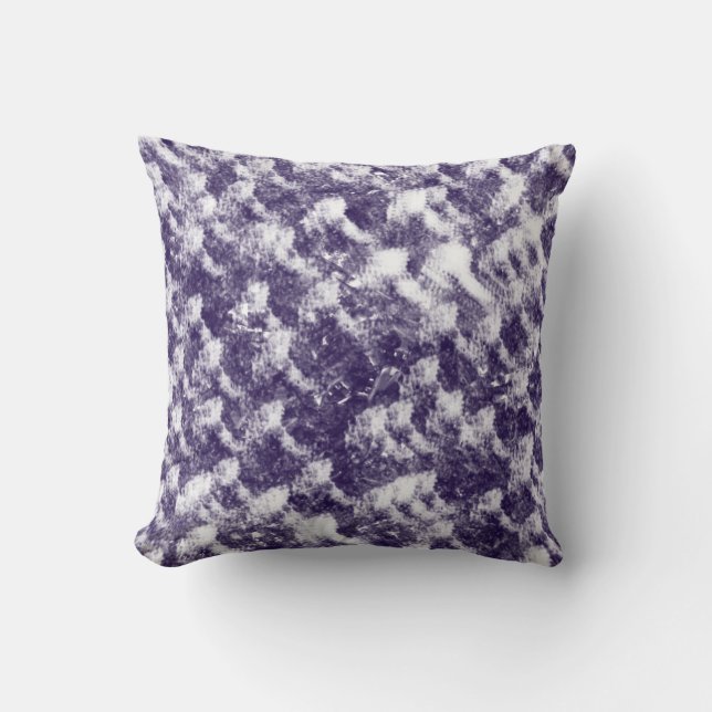 Abstract purple and white rough texture pillow (Front)