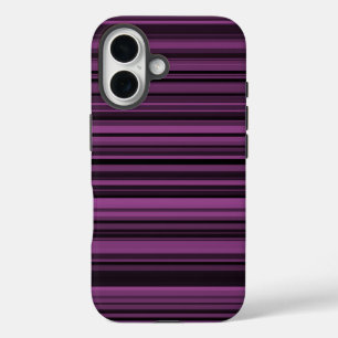 Abstract Purple Black Stripes iPhone 16 Case