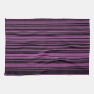 Abstract Purple Black Stripes Kitchen Towel